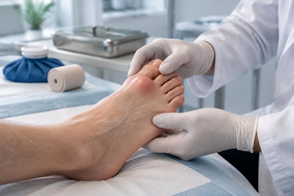 découvrez les symptômes de la bursite du pied, les traitements possibles et les indications d’une opération au niveau du métatarse.