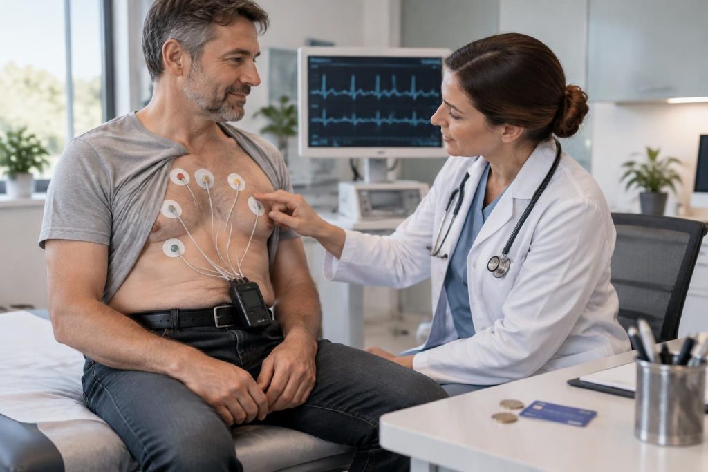 découvrez le fonctionnement du holter cardiaque sur 24 h, son prix, les principales indications et le déroulement de cet examen du rythme cardiaque.