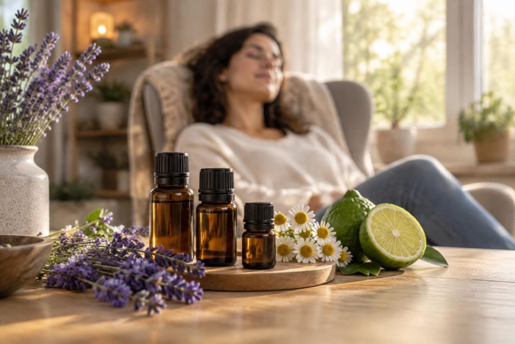 découvrez quelles huiles essentielles peuvent accompagner la détente face au stress et à l’angoisse, ainsi que les précautions à connaître avant de les utiliser.