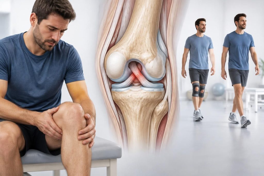 découvrez les symptômes d’une lésion du ligament croisé postérieur et les délais de guérison selon sa gravité, les traitements et la rééducation.